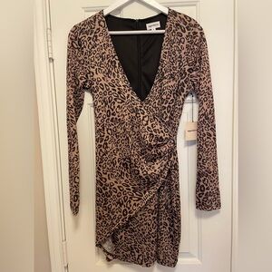 Superdown Animal Print Long Sleeve Dress